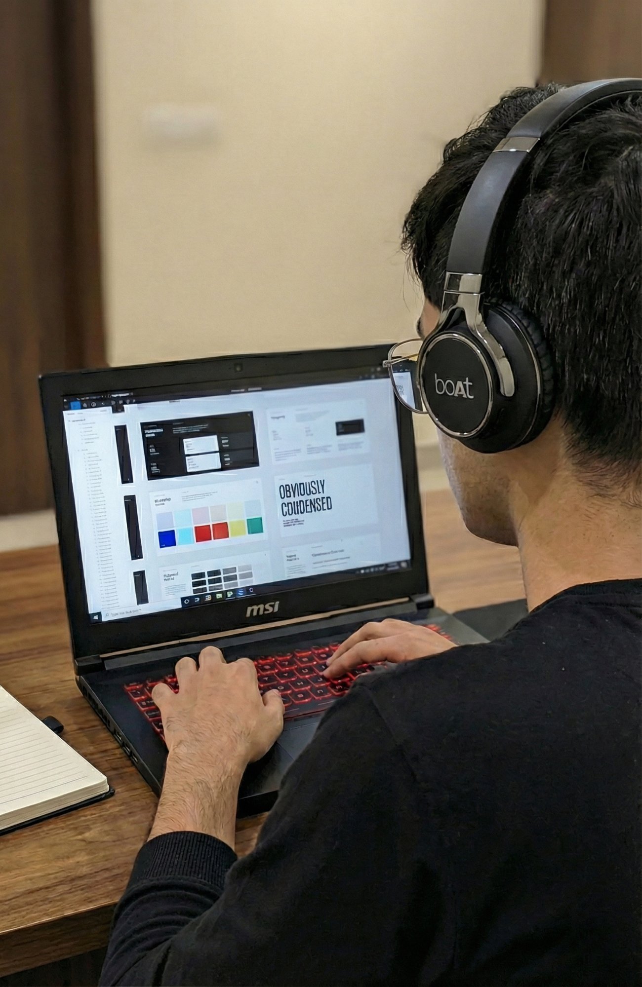 Sudhanshu Raturi designing at his workspace